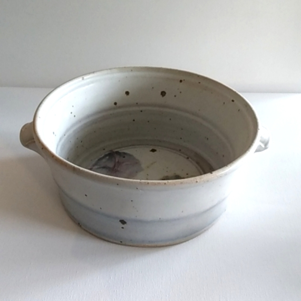 Stoneware pottery artist signed SH serving bowl